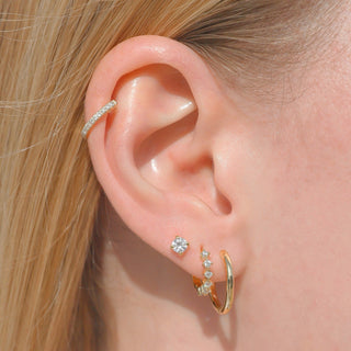 Boucle d'oreille en cartilage avec diamant taille ronde pour elle 