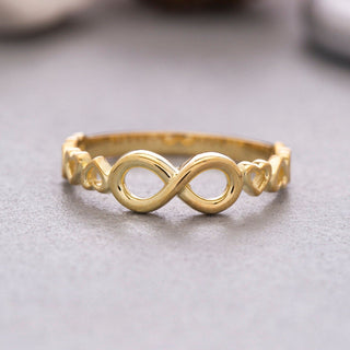 Bague en or massif 14 carats avec cœur et infini, cadeau pour elle