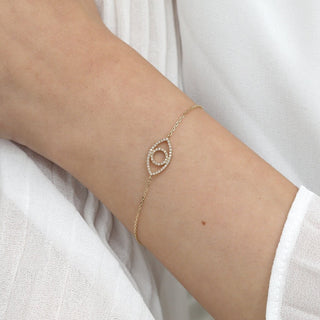 Bracelet contre le mauvais œil en diamant taille ronde pour elle 