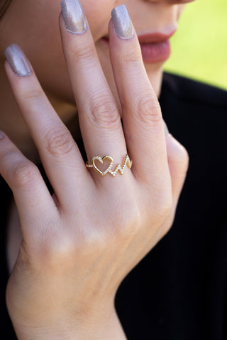 Bague en diamant taille ronde avec battement de cœur, cadeau pour elle