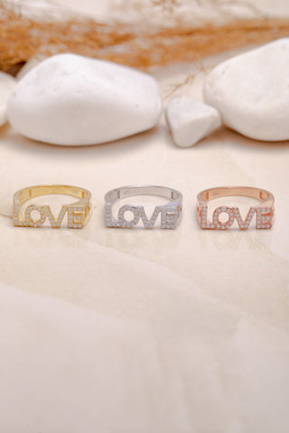 Round Cut Love Word Diamond Ring Valentine Gift