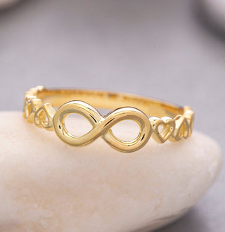 Anillo de oro macizo de 14 quilates con corazón e infinito como regalo para ella