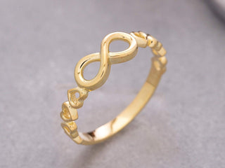 14K Solid Gold Heart and Infinity Ring Gift For Her