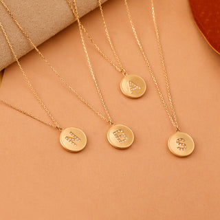 Coin Charm Diamond 14k Solid Gold Necklace for Women