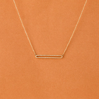 Round Cut Diamond Rectangle Shape Necklace for Her