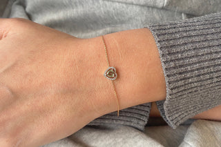 Bracelet halo en diamant en forme de cœur pour cadeau de Saint-Valentin