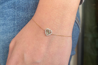 Bracelet halo en diamant en forme de cœur pour cadeau de Saint-Valentin