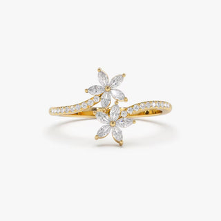 Bague en diamant taille marquise et ronde en forme de fleur, cadeau pour maman