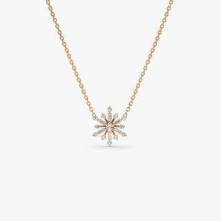 Collier en diamants moissanites à taille ronde et baguette de 0,25 TCW avec flocons de neige superposés