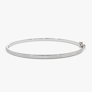 Bracelet jonc à deux rangées de diamants à coupe ronde pour femme