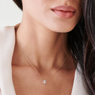 0.25 TCW Baguette and Round Cut Layering Snowflake Diamond Moissanite Necklace