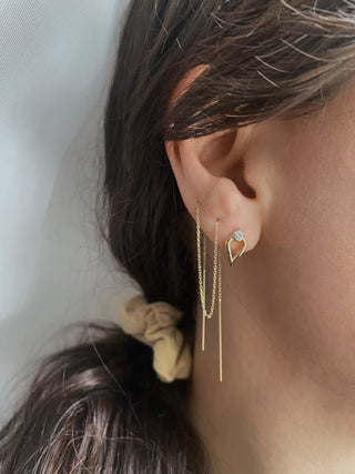 Boucles d'oreilles uniques en or jaune avec diamants Moissanite à taille ronde 