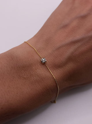 Pulsera de diamantes solitarios de talla redonda de 0,2 ct para mujer 