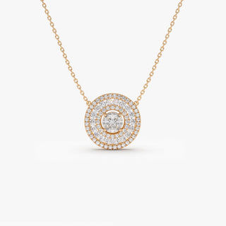 Collier avec pendentif en forme de cercle et diamants taille ronde pour femme