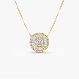 Collier avec pendentif en forme de cercle et diamants taille ronde pour femme