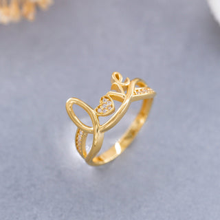 Bague d'amour en diamant taille ronde, cadeau pour la Saint-Valentin