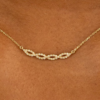 Swirl Diamond 14k Solid Gold Infinity Necklace for Her