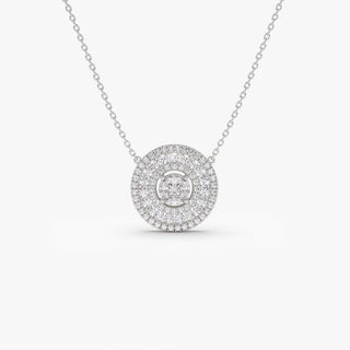 0.84 TCW Round Cut Halo Setting Circle Moissanite Diamond Necklace