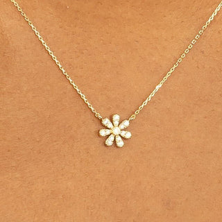 Collier fleur en diamant taille ronde pour femme 