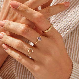 Alliance de mariage en diamants en forme de cœur et moissanite à coupe ronde