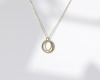 Collier double cercle en or massif 14 carats pour femme 