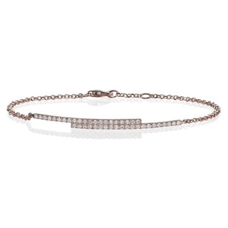 Pulsera de oro macizo con barra de diamantes de talla redonda para mujer