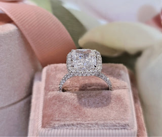 3.0 CT Cushion Double Halo G/VS1 Lab Grown Diamond Engagement Ring