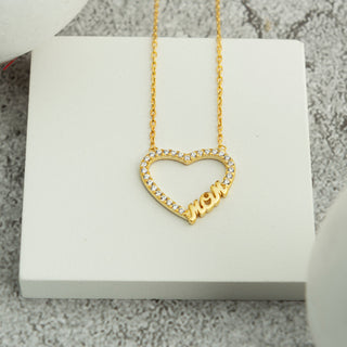 Collar con forma de corazón y diamantes de talla redonda, regalo para mamá para mujer