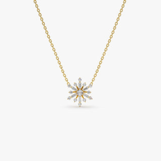 Collier en diamants moissanites à taille ronde et baguette de 0,25 TCW avec flocons de neige superposés