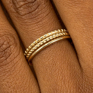 Plain Three Row Moissanite Wedding Band In 14K Yellow Gold For Women