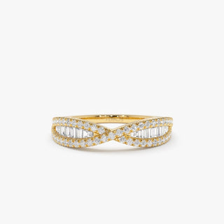 Alliance de mariage en moissanite taille baguette et taille ronde à monture alternée de 0,40 TCW