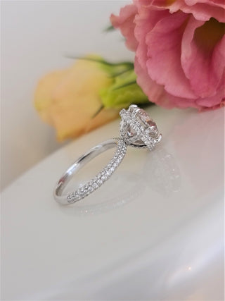 1.0-3.0 CT Round Cut Hidden Halo Style Lab Grown Diamond Engagement Ring