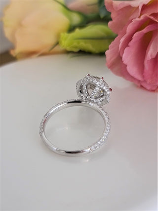 Bague de fiançailles avec diamant de laboratoire de 1,0 à 3,0 ct à taille ronde et halo caché