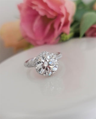 1.0-3.0 CT Round Cut Hidden Halo Style Lab Grown Diamond Engagement Ring