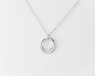 Collier double cercle en or massif 14 carats pour femme 