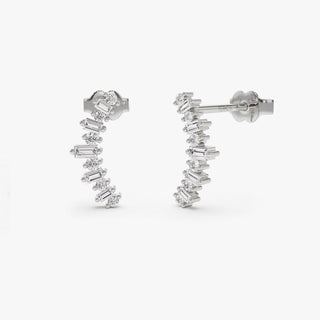 Boucles d'oreilles à chenilles en diamants et moissanite ronde et Bauguess de 0,48 ct