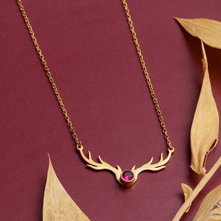 Collier pendentif en bois de cerf en or 14 carats, cadeau pour femme