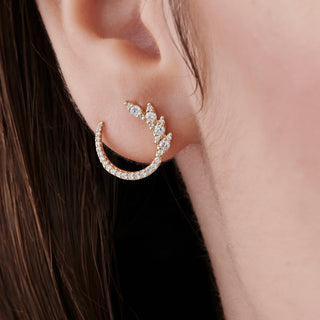 Pendientes con diamantes de talla redonda para madre