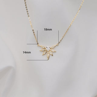 Collier en forme de feuille de diamant à taille ronde et poire pour bijoux de tous les jours 