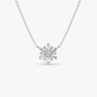 Round & Tapered Baguette Cut Diamond Necklace for Her