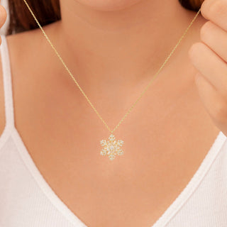 Collier en diamants Moissanite à coupe ronde et baguette de 0,80 TCW en flocon de neige