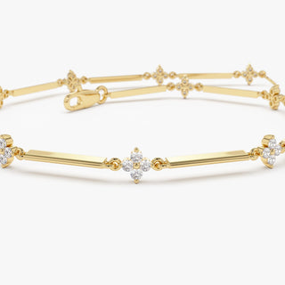 Round Cut Clover Diamond Layering Bracelet for Gift