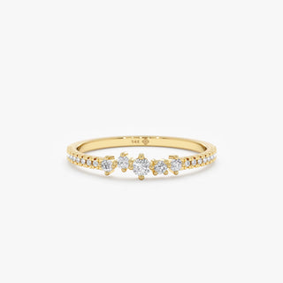 Bague de fiançailles en or 14 carats avec diamants ronds pour femme 