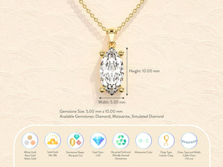 Collier pendentif diamant moissanite solitaire taille marquise