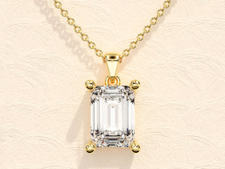 Emerald Cut Solitaire Moissanite Diamond Pendant Necklace for Her