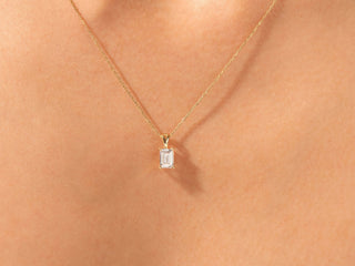 Emerald Cut Solitaire Moissanite Diamond Pendant Necklace for Her