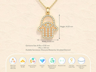 Collier Hamsa en diamant et moissanite pour femme