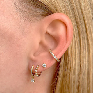 Boucle d'oreille en cartilage avec diamant taille ronde pour elle 