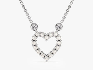 0.24CT Round Cut Diamond Heart Necklace Pendant for Women