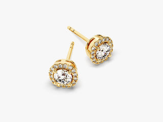 Round Halo Moissanite Diamond Stud Earrings for Her